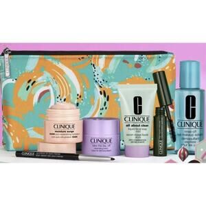 Clinique Moisture Surge 100H Hydrator Cleansing Balm Makeup 7 Pcs Gift Set NEW